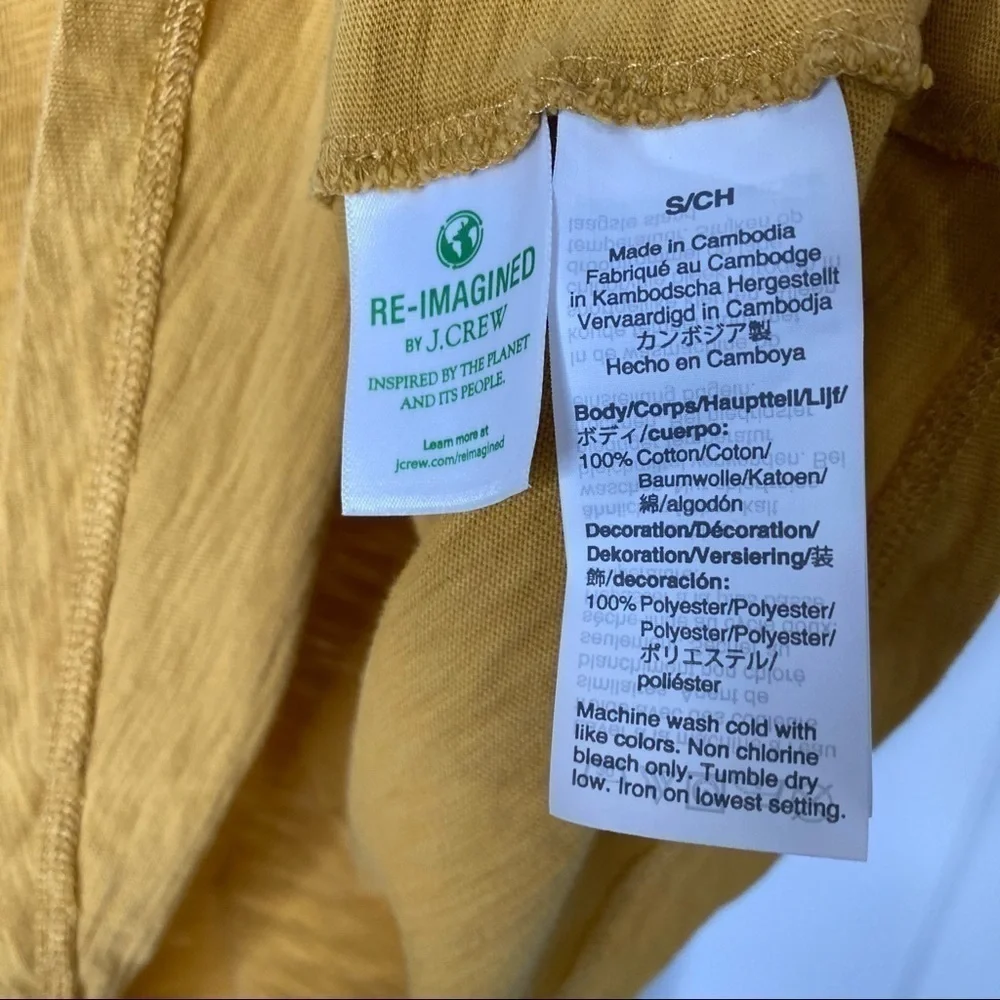 J. CREW Yellow Embroidered Floral Cotton Tee Size Small